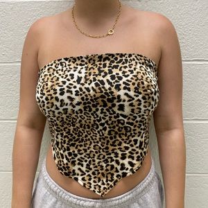 GARAGE leopard tie back tube top